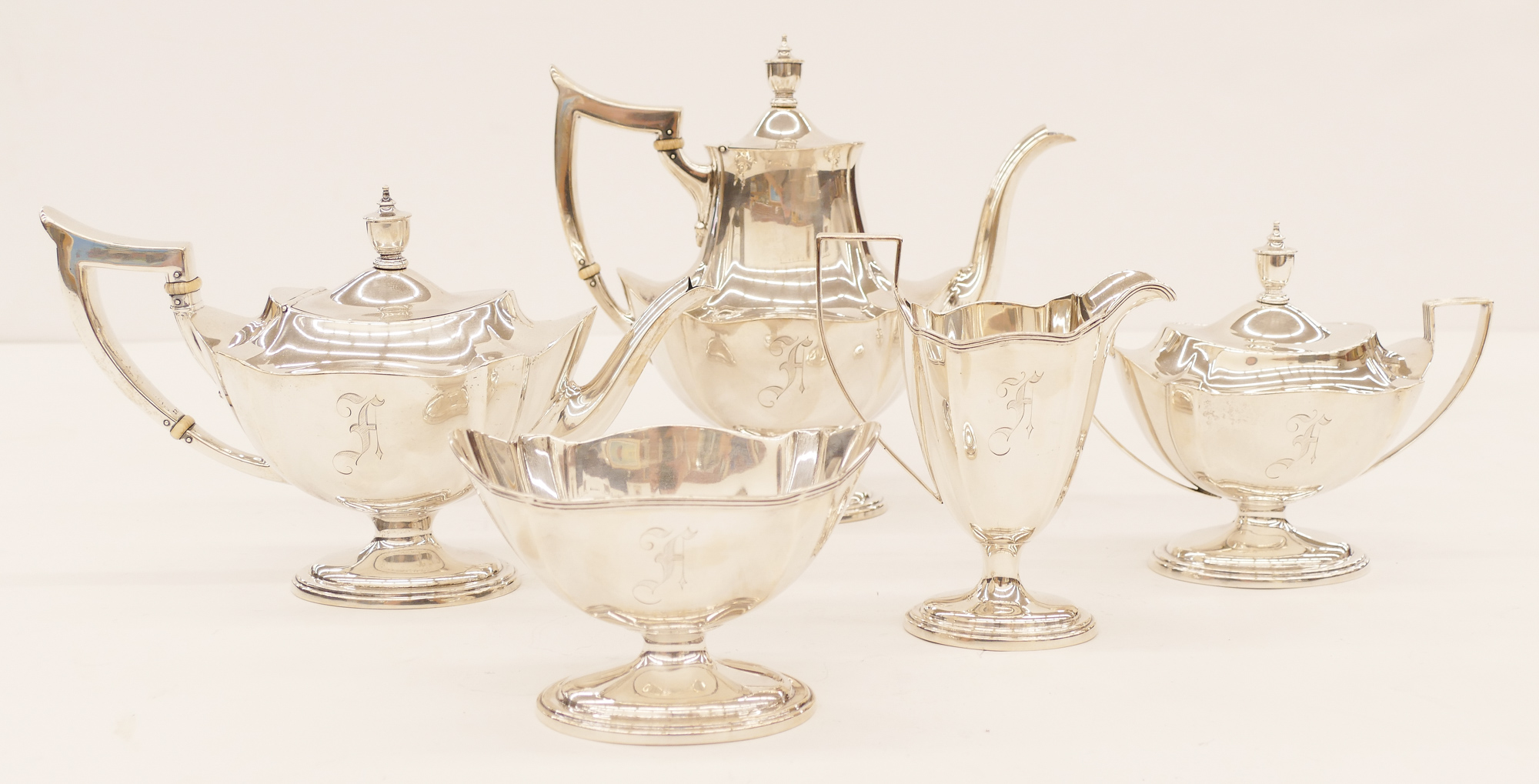 Appraisal: pc Gorham ''Plymouth'' Sterling Tea Coffee Service Includes a teapot