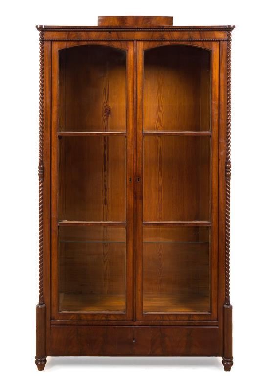 Appraisal: Sale Lot A Victorian Walnut Vitrine having a stepped cornice