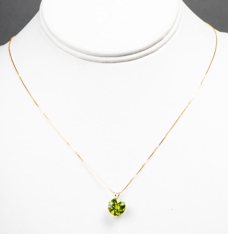 Appraisal: CT PERIDOT K YELLOW GOLD PENDANT NECKLACE ct peridot K