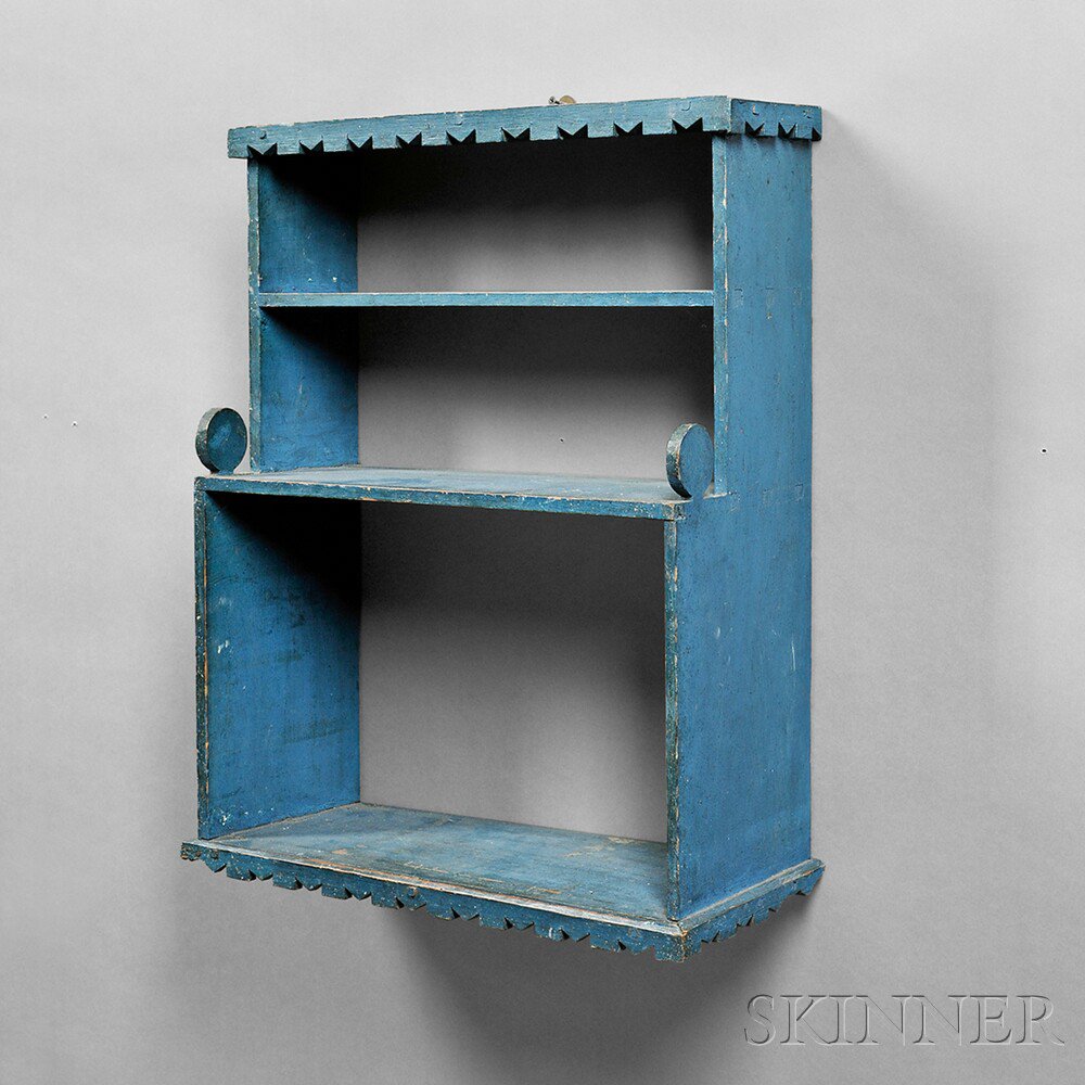 Appraisal: Blue-painted Wall Shelf possibly New England early th century the