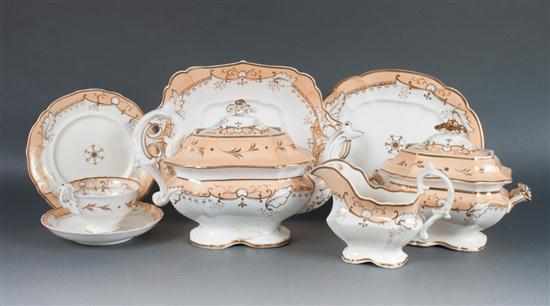 Appraisal: Spode china -piece partial tea service circa peach ground with