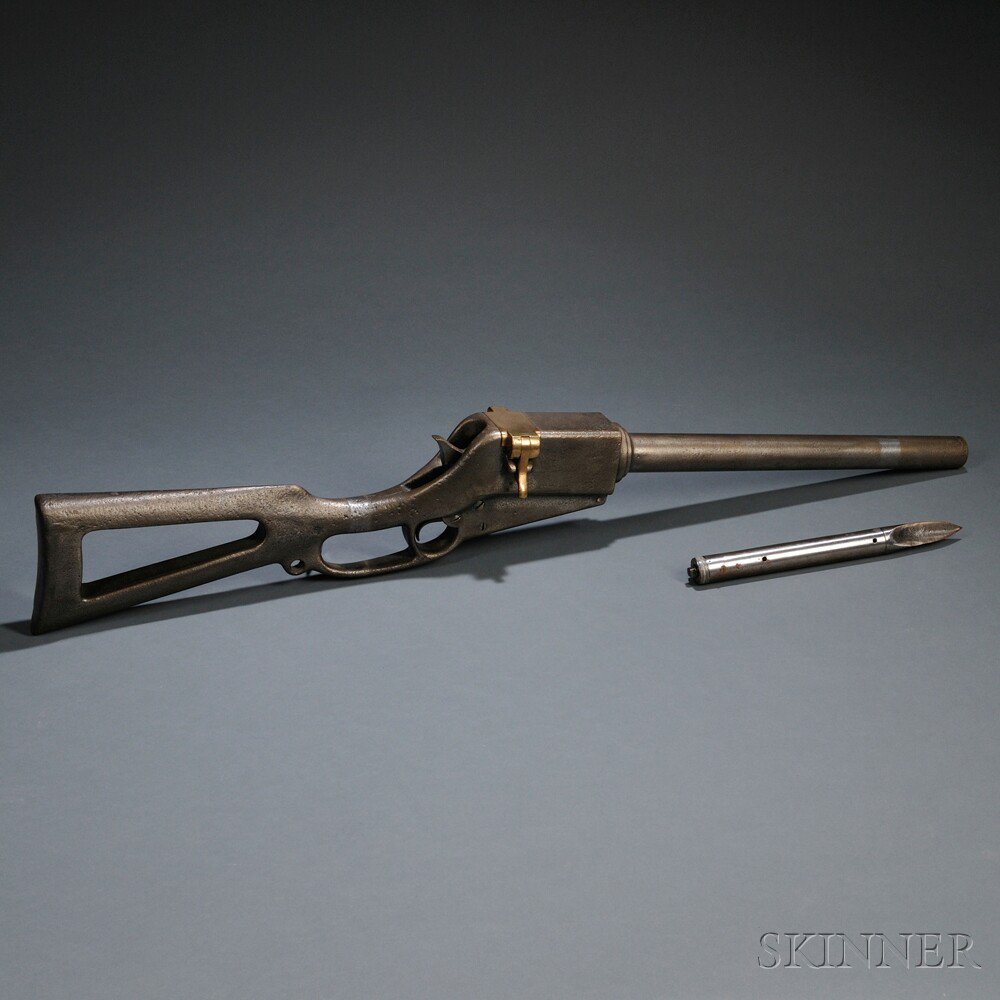 Appraisal: Cast Steel and Brass Harpoon Shoulder Gun and Steel Bomb