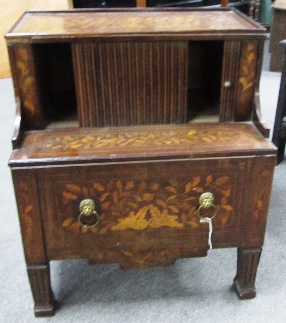 Appraisal: An early th century Dutch floral marquetry inlaid walnut step