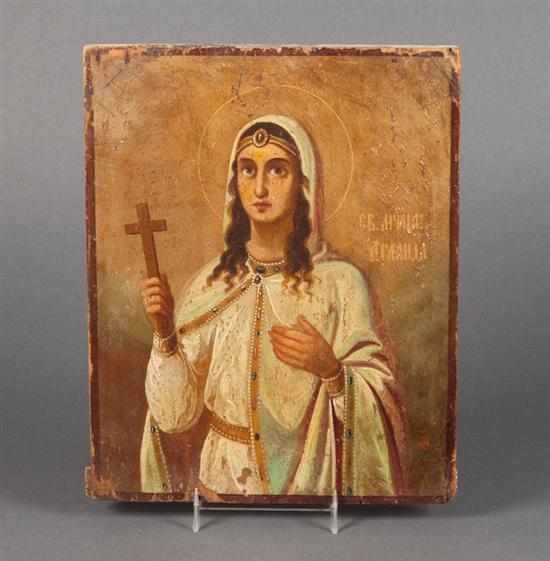 Appraisal: Russian School late th early th century Female Saint oil