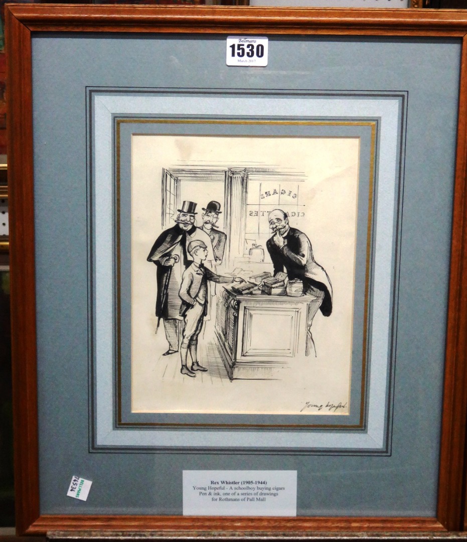 Appraisal: Rex Whistler - Young Hopeful pen and ink inscribed cm