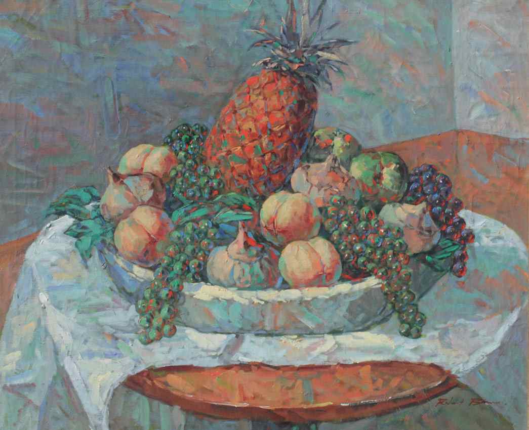 Appraisal: GOOD ILLEGIBLY SIGNED STILL LIFE PAINTING OF FRUIT Oil Canvas