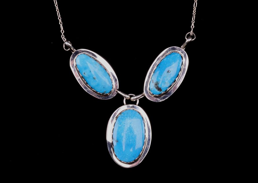 Appraisal: Navajo B Begay Tsosie Silver Turquoise Necklace Featured in this