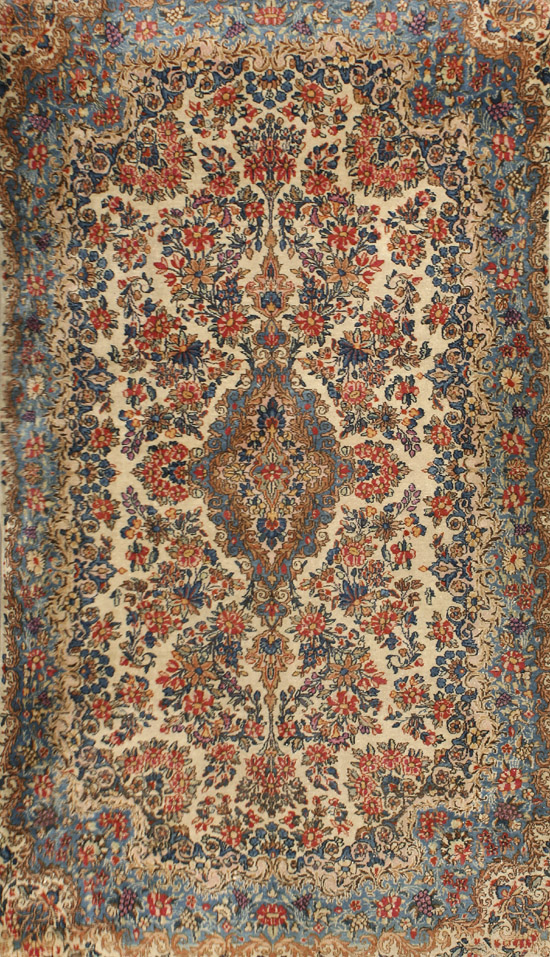 Appraisal: Kerman Rug Second Quarter th Century Beige ground with floral