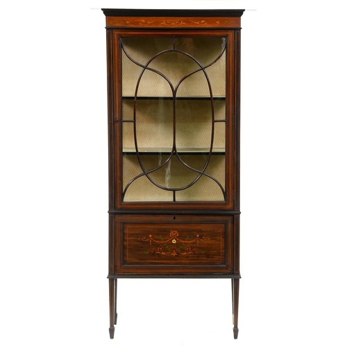 Appraisal: An Edwardian mahogany and inlaid china cabinet with oval glazing