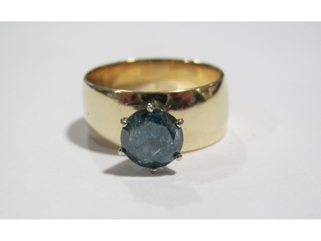 Appraisal: Fourteen carat gold carat blue diamond solitaire ring