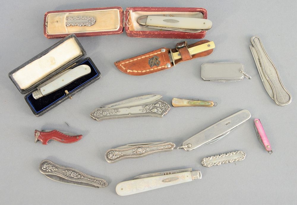 Appraisal: Collection of jackknives silver mother of pearl Collection of jackknives