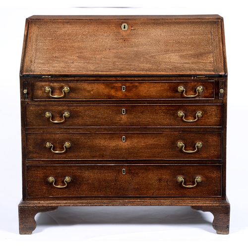 Appraisal: A George III mahogany bureau late th c with fitted