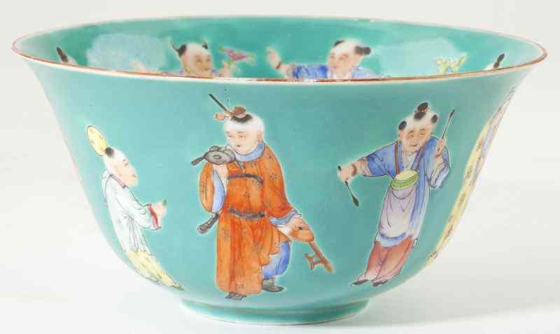 Appraisal: Chinese Porcelain '' Boys'' Bowlbearing Jiaqing seal mark in iron