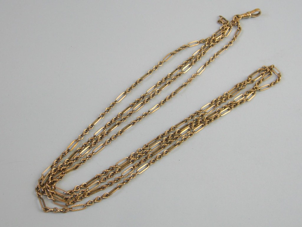 Appraisal: A ct gold fancy-link Muff Chain approx gms