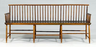 Appraisal: American Windsor bench spindle back with faux bamboo arms and