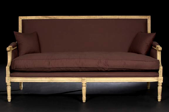 Appraisal: Louis XVI-Style Beechwood Settee the padded rectangular back surrounded by