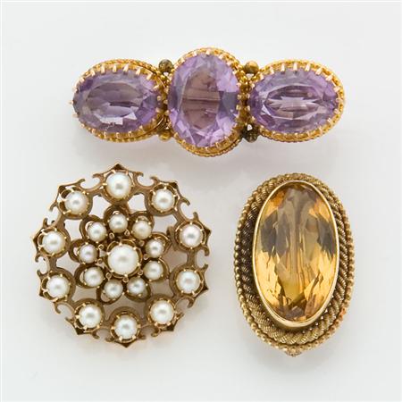 Appraisal: Group of Three Brooches Estimate -