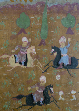 Appraisal: A Persian Miniature th th century depicting three riders in