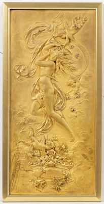 Appraisal: A Framed Austrian Gilt Metal Relief Plaque by Karl Sterrer