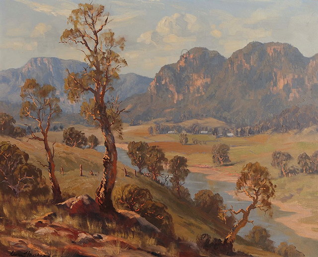 Appraisal: LEON WILLIAM HANSON - An Australian river landscape with trees