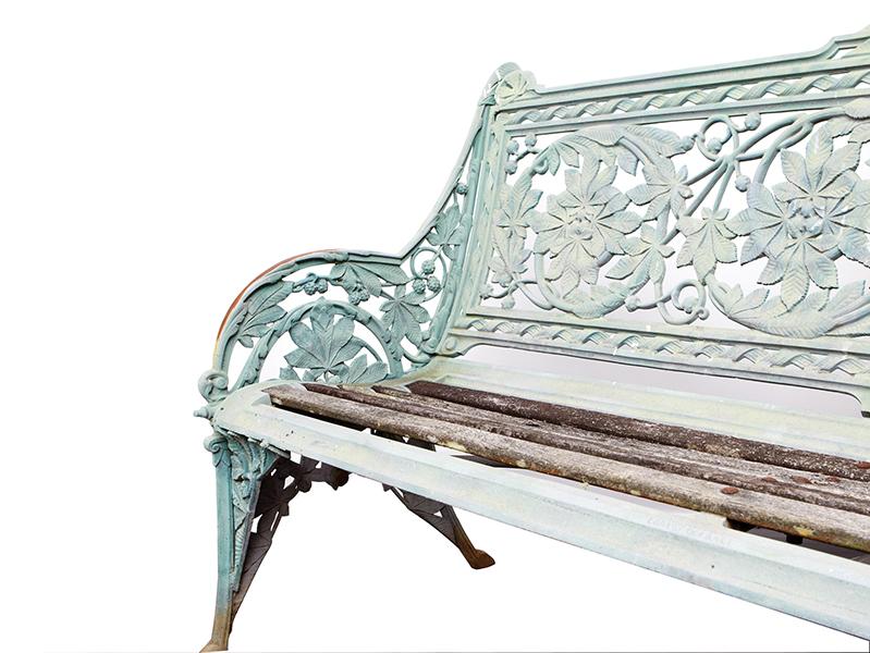 Appraisal: A COALBROOKDALE CAST IRON HORSE CHESTNUT BENCH with registration mark