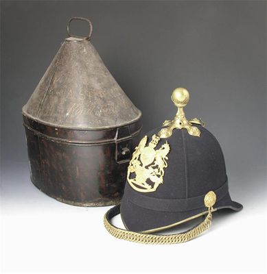 Appraisal: An officer's blue cloth ball topped helmet of the Royal