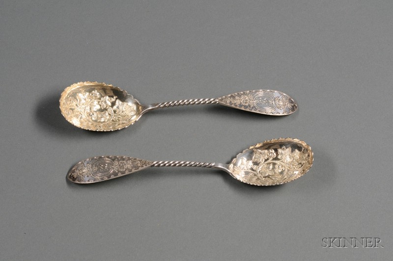 Appraisal: Pair of Bailey Co George Sharp Coin Silver Berry Spoons