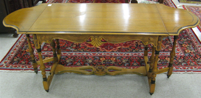 Appraisal: MAHOGANY AND WALNUT DROPLEAF CENTER TABLE William Mary Revival American