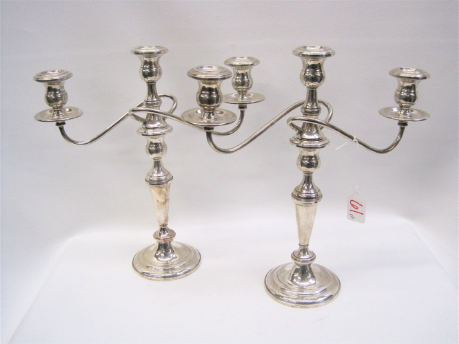 Appraisal: PAIR AMERICAN STERLING SILVER CANDELABRA c by Fisher Silversmiths Inc