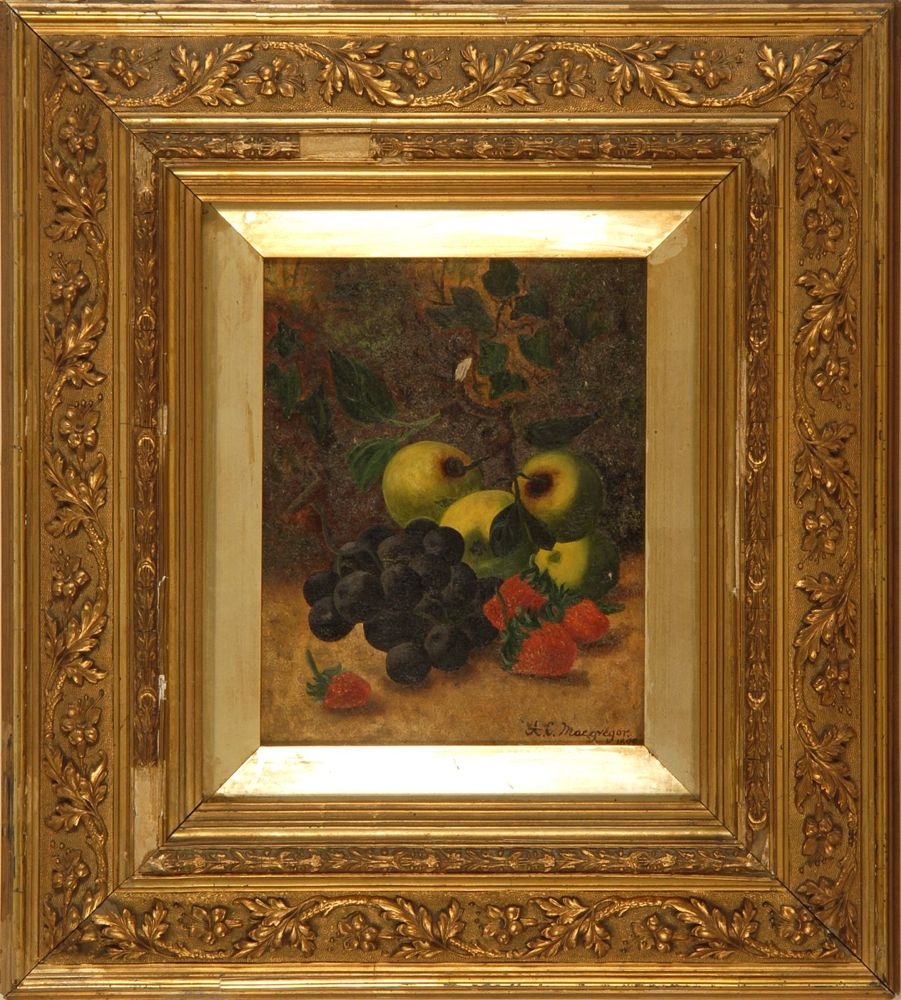 Appraisal: A C MACGREGORLate th CenturyStill life with grapes apples and