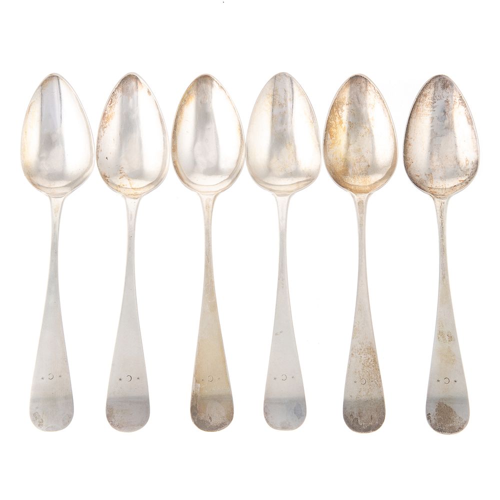 Appraisal: Six Early Philadelphia Coin Silver Spoons W A Lloyd c