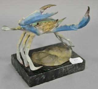 Appraisal: Steward Wegner bronze crab sculpture ht in base x Steward