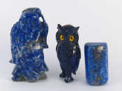 Appraisal: Lapis lazuli A figure of Buddha ht cm an owl