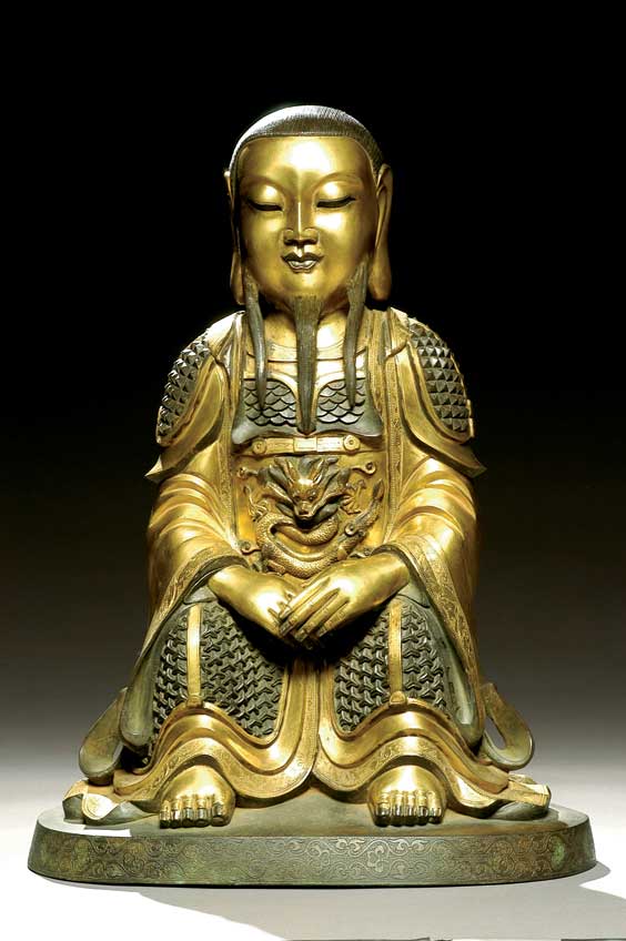 Appraisal: LARGE GILT BRONZE GUANDI Large Chinese Ming-style gilt bronze figure