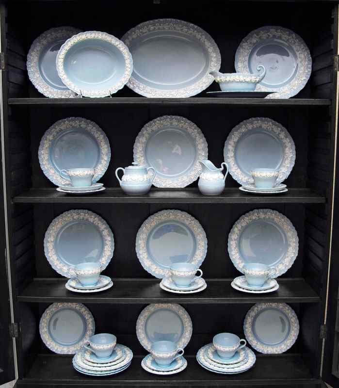 Appraisal: WEDGWOOD QUEENSWARE CHINA White on Blue pieces to include Dinner