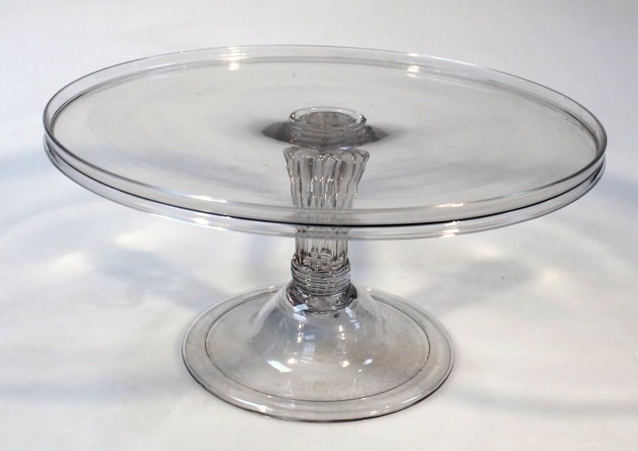 Appraisal: A late thC glass comport the circular galleried top on