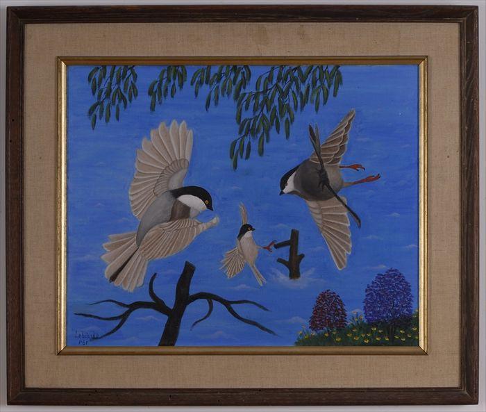 Appraisal: LAWRENCE LEBDUSKA - BIRDS IN FLIGHT Oil on canvas x