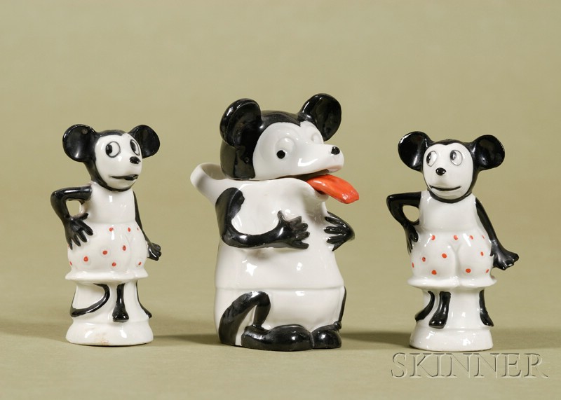 Appraisal: Three Japanese Porcelain Mickey Mouse-type Condiment Dispensers second quarter th