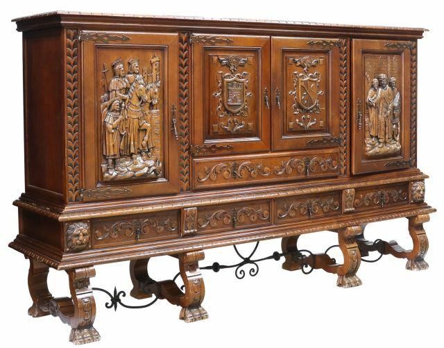 Appraisal: Spanish Renaissance style sideboard th c in a walnut finish