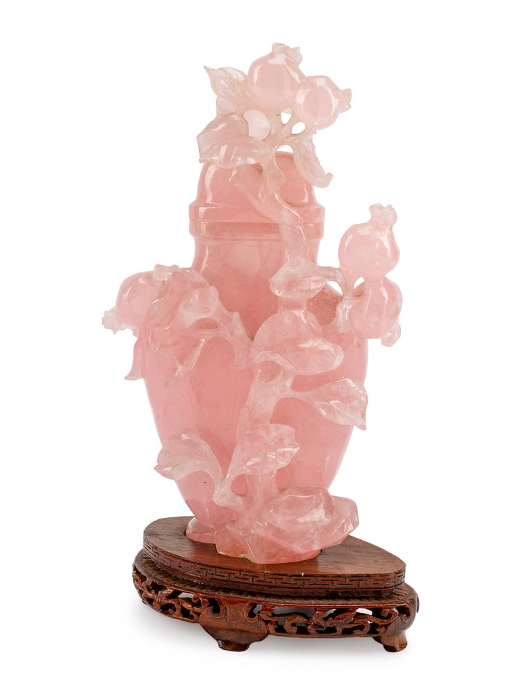 Appraisal: A Chinese Export Carved Rose Quartz Vase A Chinese Export