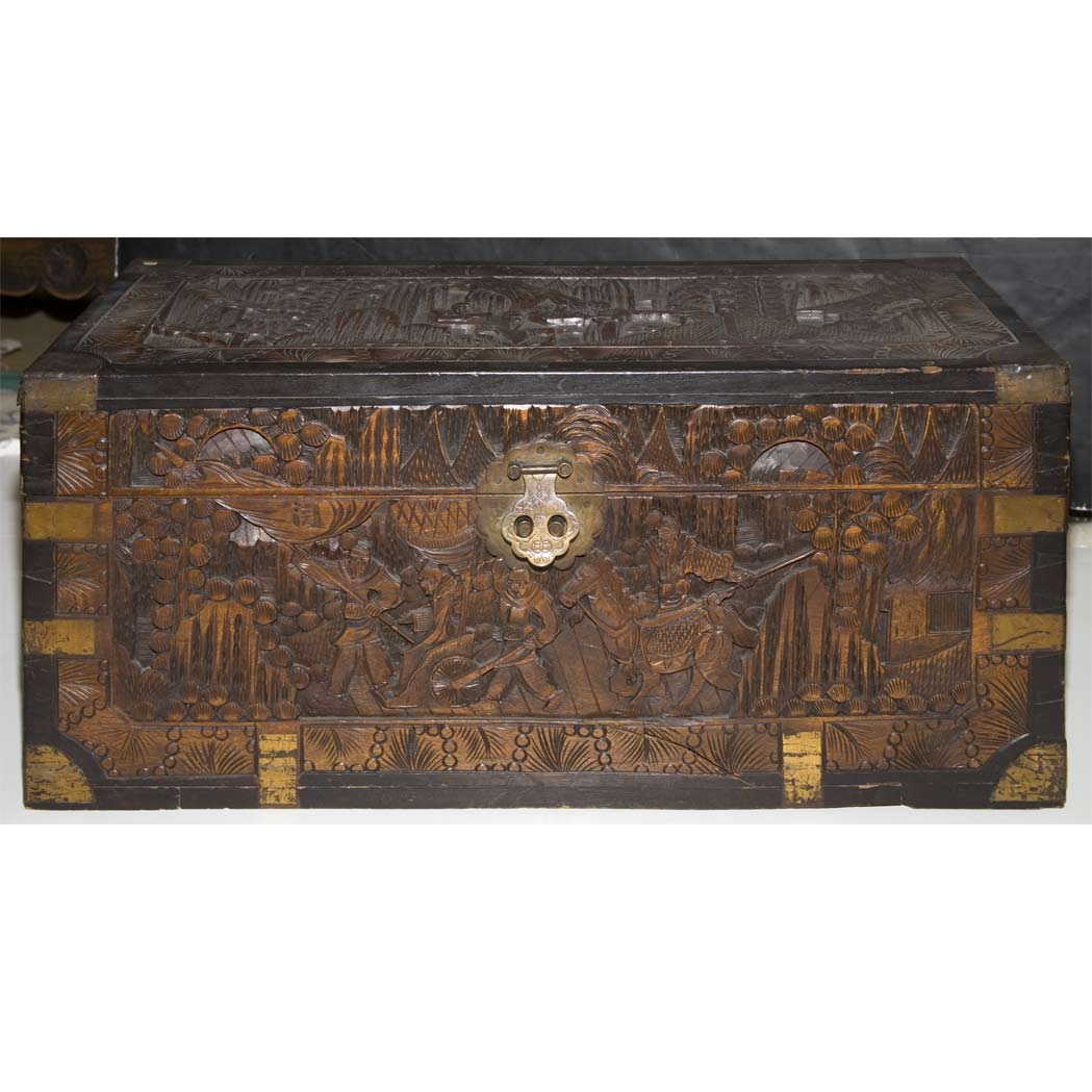 Appraisal: Southeast Asian Carved Hardwood Trunk Height inches width inches depth