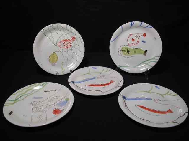 Appraisal: Gustovsberg Scandinavian sea motif plates Includes plates Fish and undersea