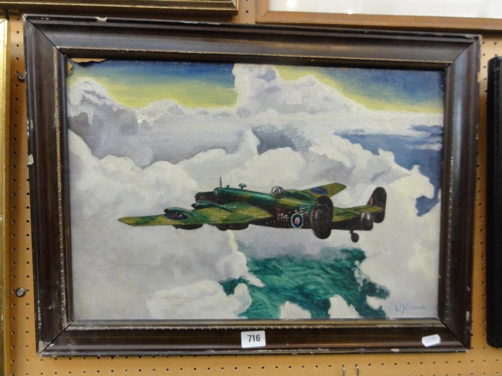 Appraisal: An oil painting on canvas showing a Second World War