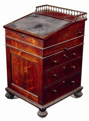 Appraisal: A George IV rosewood Davenport attributed to Gillows the sliding