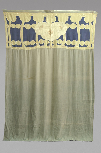 Appraisal: ANN MACBETH Silk and linen portiere with stylized flowers embroidered