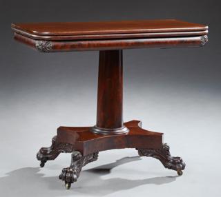 Appraisal: American Classical Style Carved Mahogany Games Tab American Classical Style