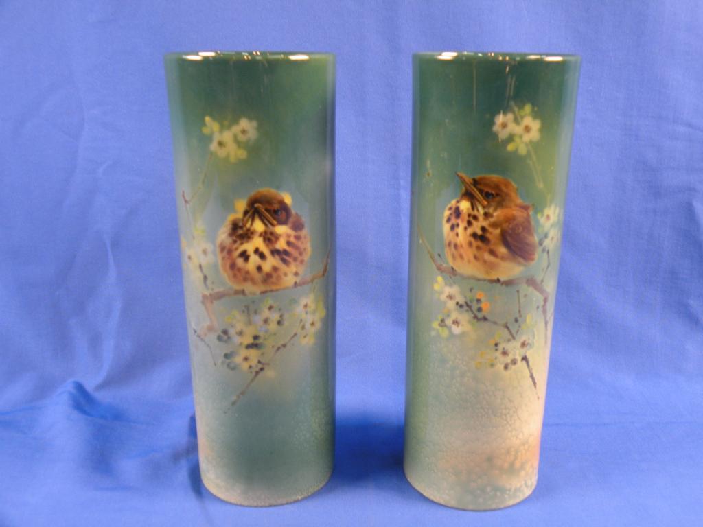 Appraisal: A pair of Royal Doulton Titanium cylindrical vases each decorated