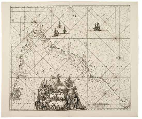 Appraisal: RENARD LOUIS Littora Brasiliae Pascaert van Brasil Double-page engraved sea