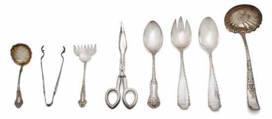 Appraisal: Eight American Sterling Silver and Silverplate Serving Articles a serving