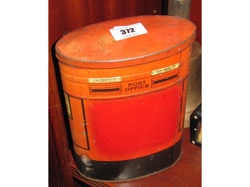 Appraisal: Biscuit tin modelled as a post box